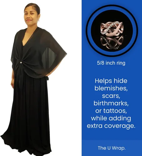 Vista 3 de eXcaped Conjunto de chal de noche para mujer y anillo de oro rosa, capa de gasa transparente