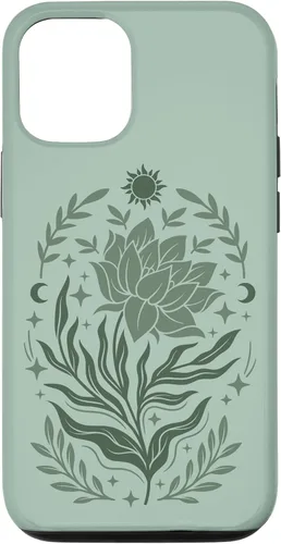 Vista 28 de Sage & Green Flowers Sun Crescent Moon Boho Floral Celestial Case for iPhone 16