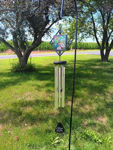 Vista 7 de Carson Carillón de viento conmemorativo de vitrales de 30 pulgadas, regalo de condolencias para funeral, pérdida de un ser querido, campanilla