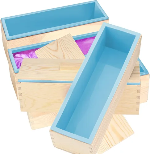 Vista 16 de ZOENHOU Paquete de 2 moldes de jabón azules de 42 onzas con 2 tapas, kit de moldes de silicona rectangulares flexibles para hacer jabón con caja