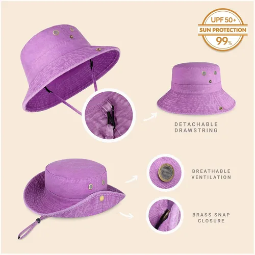Vista 28 de CHOK.LIDS Sombrero clásico de algodón de ala ancha con cuerda ajustable unisex sombrero de sol ligero para viajes al aire libre