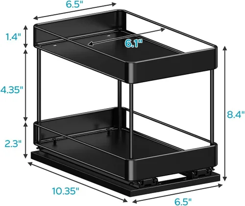 Vista 2 de Nieifi Organizador de especias para gabinete, estante vertical para especias, fácil de instalar, metal, 6.5 pulgadas de ancho x 10.35 pulgadas
