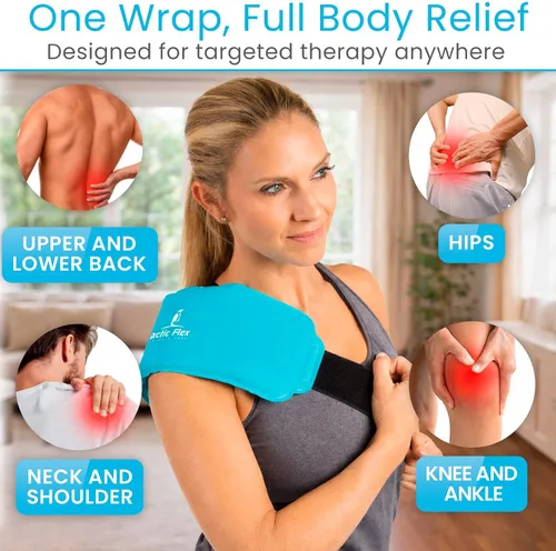 Vista 6 de Arctic Flex - Bolsa de hielo de gel reutilizable para frío y caliente con correa, terapia Lesiones, dolor, hombro, rodilla, espalda, codo y pie