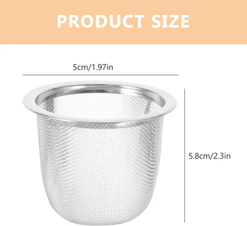 Vista 2 de Tofficu Filtro de malla de filtro de té de acero inoxidable para té de hojas sueltas Inserto de malla fina para elaboración casera de 2.28 pulgadas