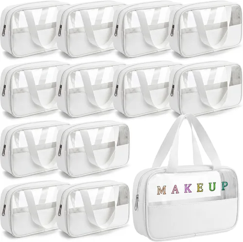 Vista 12 de Buryeah 9 piezas translúcidas bolsa de maquillaje organizador de artículos de tocador para mujeres y hombres, bolsa de viaje portátil impermeable