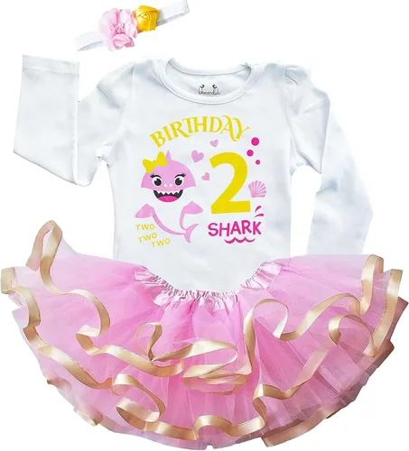 Vista 7 de Luke and Lulu Traje de cumpleaños para niña, diseño de tiburón - 2º cumpleaños niña