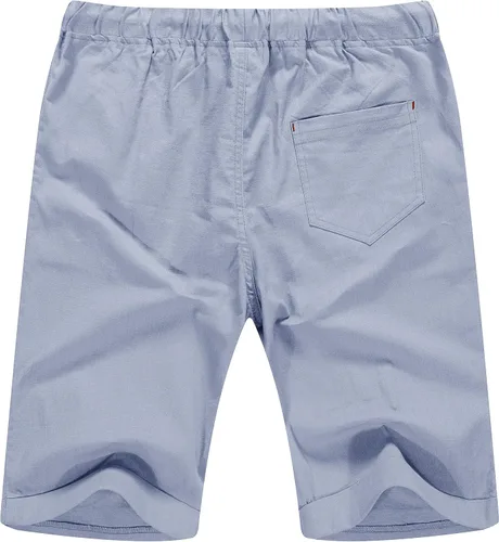 Vista 46 de Sailwind Pantalones cortos de lino para hombre, pantalones cortos casuales de playa con cordón