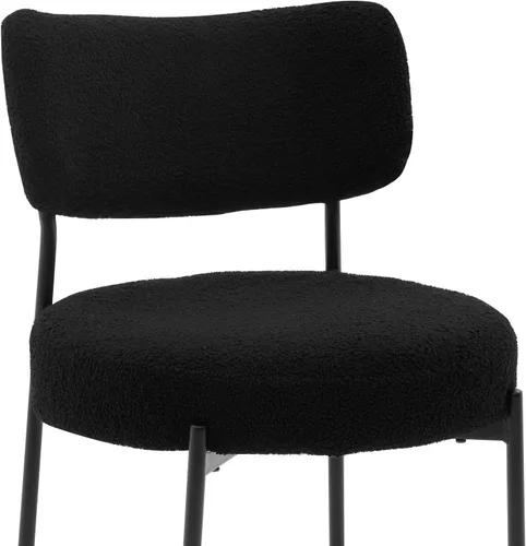 Vista 8 de Boucle - Juego de 2 sillas de comedor, modernas sillas de cocina tapizadas de mediados de siglo con respaldo curvado y patas de metal negro, sillas