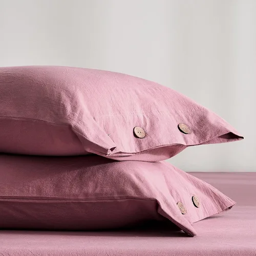 Vista 10 de JELLYMONI Fundas de almohada 100% algodón lavado, estándar, cierre de botón Naranja ámbar