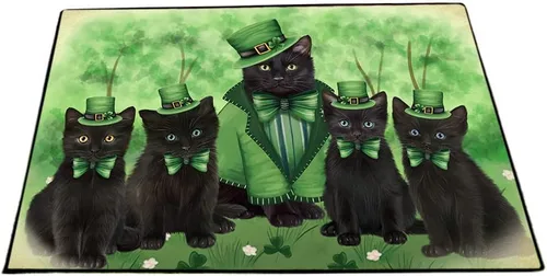 Vista 28 de Doggie of the Day Black Cats Floor Mat - 4th of July Independence Day - Best Dog Doormat - Protector Decor - Unique Portrait Art - Premium Quality