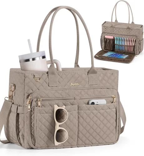 Vista 13 de Bagstellar Teacher Bags for Women, 15.6 inch Laptop Work Tote Bag Quilted Nurse Bible Computer Shoulder Bag for School Travel Dream Tote Work Bag