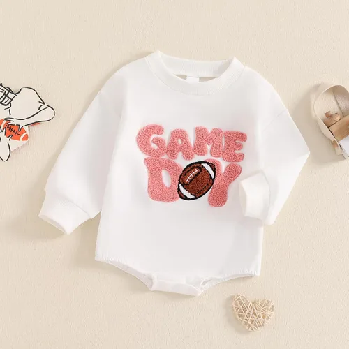 Vista 31 de MERSARIPHY Sudadera de fútbol para bebé, traje de manga larga con letras divertidas, ropa de otoño e invierno