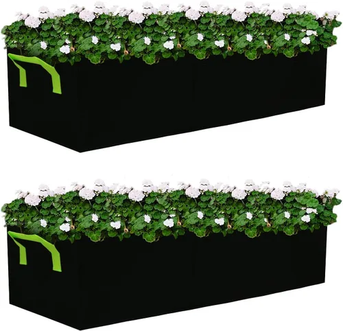 Vista 7 de Bolsas de cultivo de 15 galones, paquete de 2 unidades, 3 compartimentos, bolsas de plantación rectangulares elevadas, 14.11 oz de tela no tejida
