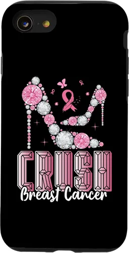 Vista 18 de iPhone 16 Crush Breast Cancer High Heels Bling Cancer Awareness Case