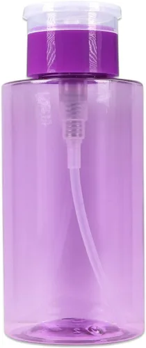 Vista 14 de Dispensador de bomba de empuje transparente de 7 onzas, botella recargable vacía con tapa abatible, para esmalte de uñas, viajes, embalaje
