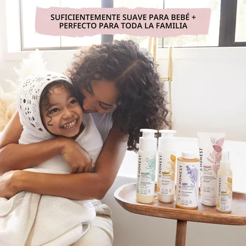 Vista 4 de The Honest Company Baño Espumoso de Burbujas, Suave para Bebé, De Origen Natural, Sin Lágrimas, Hipoalergénico, Nutrición de Almendra Dulce, 12 fl oz