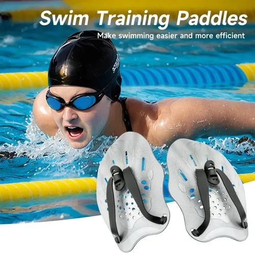 Vista 3 de Raquetas de natación de contorno de mano, paletas de entrenamiento de natación con correas ajustables, paletas de mano de natación para mujeres