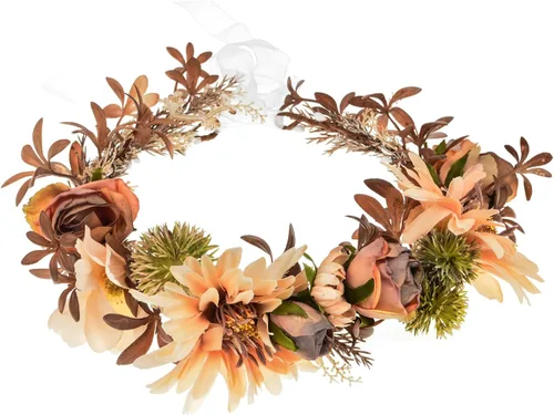 Vista 3 de DDazzling - Corona de flores artificiales, corona de flores de eucalipto, accesorio para fotos