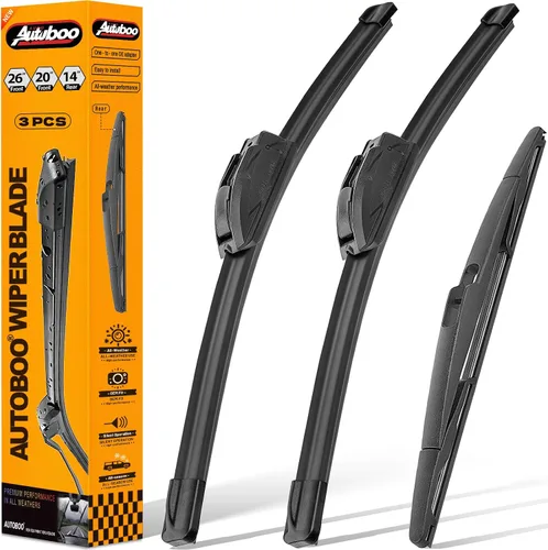 Vista 17 de AUTOBOO Limpiaparabrisas de 15 + 15 pulgadas con limpiaparabrisas trasero de 13 pulgadas de repuesto para Jeep Wrangler JK 2008-2018, Jeep Wrangler