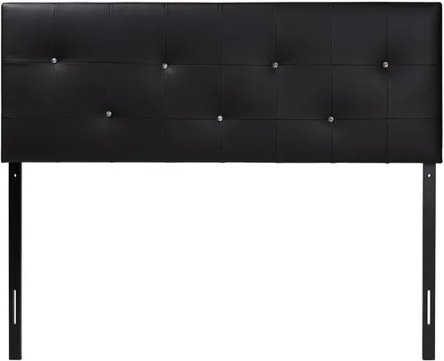 Vista 7 de Baxton Studio Dalini cabecera para interiores con botones de cristal de imitación, Vinilo, Negro