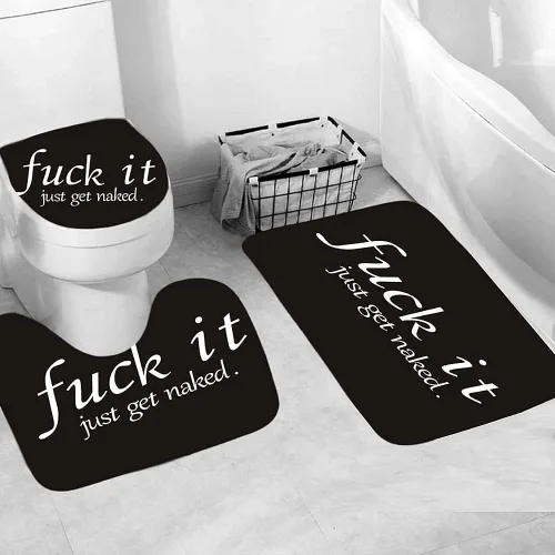 Vista 8 de Fuck It Cortina de ducha Get Naked, tela de poliéster, lavable a máquina, impermeable, decoración de baño, ojales de cobre reforzado, regalo, 12