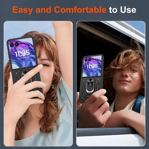 Vista 7 de Funda protectora para Motorola Razr+ Plus 2024/Razr+ Plus 2025, resistente a prueba de golpes con rotación de 360° con soporte de metal