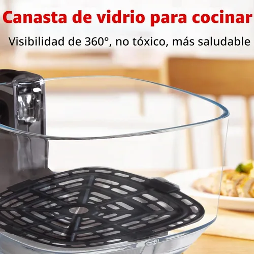 Vista 6 de OLIXIS Freidora de aire de vidrio de 4.7 cuartos de galón, freidora de aire no tóxica con 10 modos de cocción preestablecidos, tecnología rápida