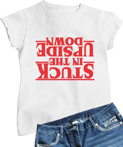 Vista 42 de Go All Out Camiseta para mujer Stuck in The Upside Down