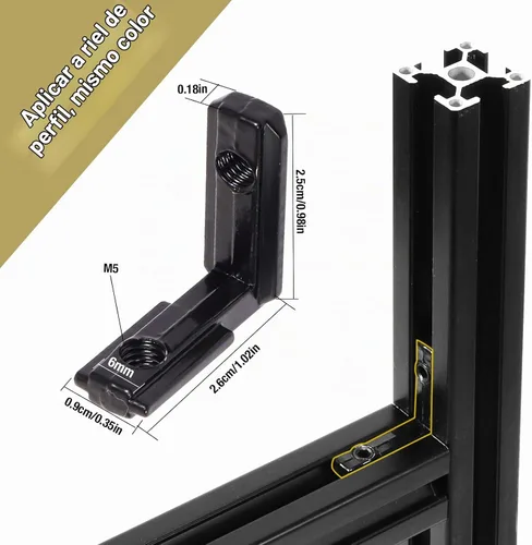 Vista 3 de 20 piezas de conectores de extrusión de aluminio 2020, conector de esquina de 3 vías, soporte de esquina interior en L, conector de junta de esquina