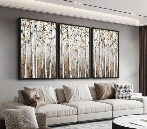 Vista 12 de Arte de Pared Botánico Enmarcado Grande - Decoración de Pared de Hojas Tropicales 16"x24" Juego de 3 Impresiones de Arte Bohemio Beige Pintura