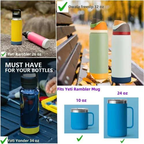 Vista 3 de Funda de silicona VGHNQ para botellas de agua YETI, Owala, protector inferior para YETI 26 36 OZ, cubierta de bota para Owala 32OZ, accesorios