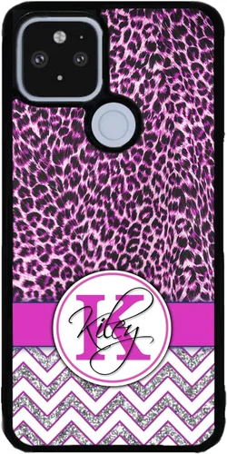 Vista 5 de Funda de goma negra personalizada con piel de leopardo rosa compatible con Google Pixel 10, 10 Pro, 10 Pro XL, 9a, 9 Pro, Pixel 9, Pixel 9 Pro XL