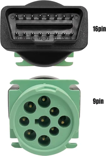 Vista 3 de OBD2 macho a verde J1939 adaptador hembra 9pin a 16pin