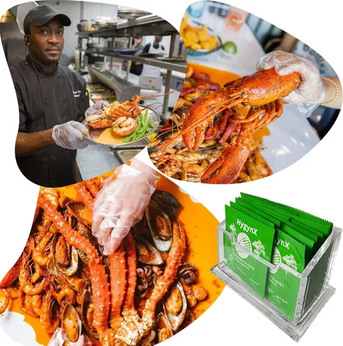 Vista 7 de HYGYNX Disposable Table Top Poly Gloves, Individually Wrapped Gloves Food Handling Gloves, Dining Gloves