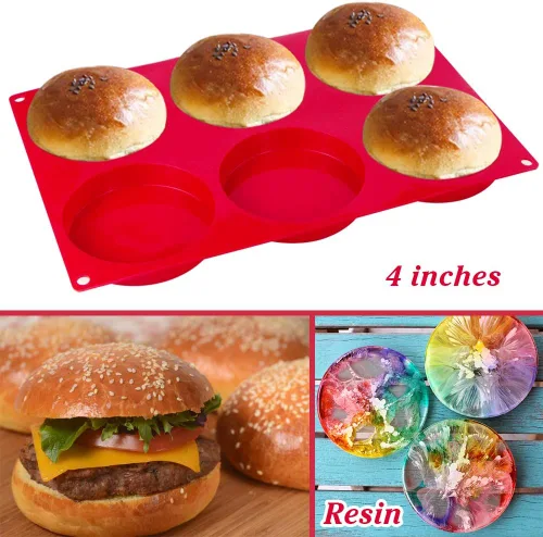 Vista 4 de Webake Moldes de silicona para bandeja redonda de disco de 3 y 4 pulgadas para pasteles, parte superior de muffins, bollo, natillas, tarta