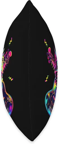 Vista 2 de Streetwear Synthwave 80s 90s skull rock music bass guitar Throw Pillow