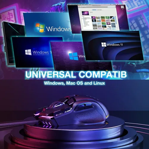 Vista 7 de WolfLawS Mouse para juegos con cable mouse USB para computadora y juegos con 12 modos retroiluminados RGB ajustable de alta precisión de 12800 DPI