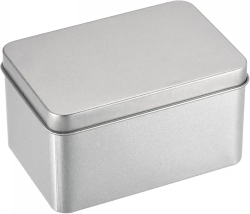 Vista 9 de uxcell Caja de Lata de Metal, 3.54" x 3.54" x 2.17" Recipientes Rectangulares Vacíos de Hojalata con Tapas, Tono Plateado, para Organizador