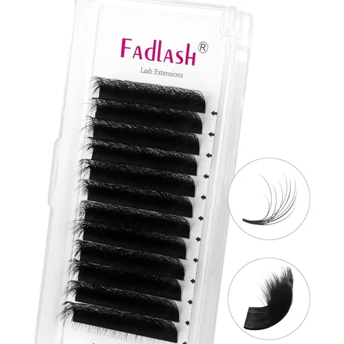 Vista 29 de Extensiones de Pestañas Rizo B Fácil Florecimiento Extensión de Pestañas Negro Mate Extensiones de Pestañas de Volumen Rápido Florecimiento Pestañas
