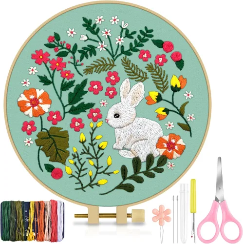 Vista 14 de TINDTOP Kit de Bordado para Principiantes Adultos, Kit de Bordado de Pájaros para Principiantes, Incluye Tela de Bordado Aros Hilos para Amantes