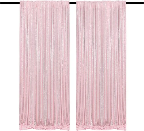 Vista 16 de Cortinas de Fondo de Lentejuelas Negras Cortinas Brillantes con Purpurina 2FTx8FT 2 Paneles para Decoraciones de Bodas Fiestas de Cumpleaños