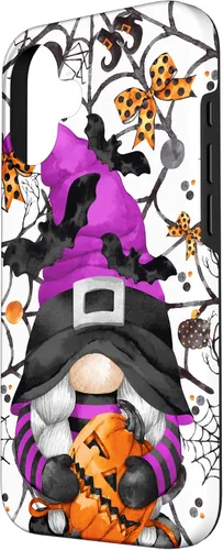 Vista 2 de iPhone 16 Lindo gnomo de Halloween para mujeres y bruja púrpura Witchy Boo Case