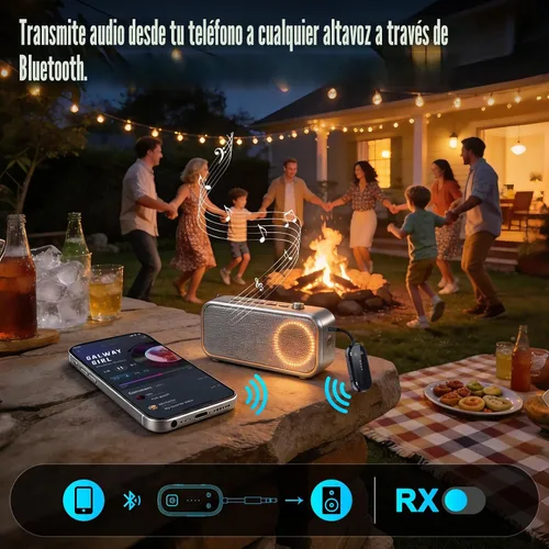 Vista 8 de Receptor transmisor Bluetooth 6.0 actualizado 2026 Pro - Adaptador 2 en 1 Negro