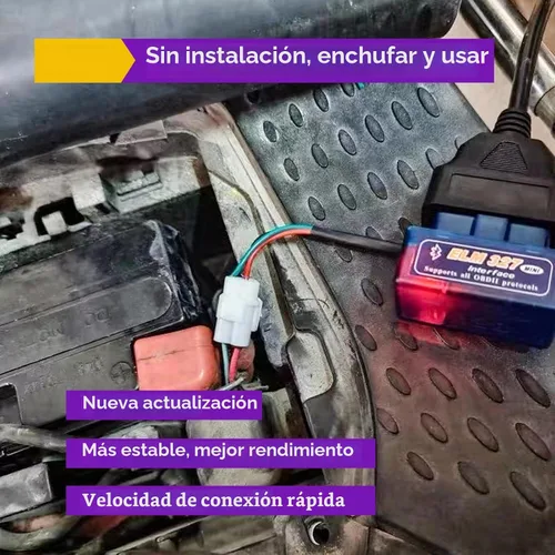 Vista 4 de Mini ELM327 OBDII Escáner de diagnóstico automotriz para coche, herramienta profesional de detección de fallas Bluetooth para coche y lector