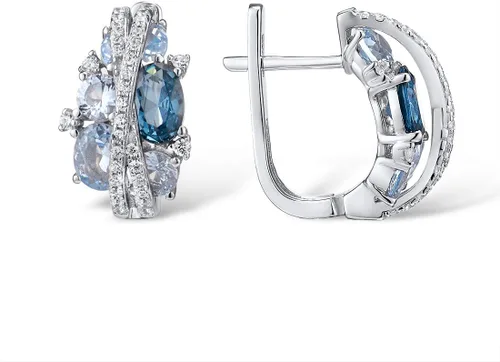Vista 2 de Santuzza Aretes colgantes de plata de ley 925 con circonita cúbica para mujer