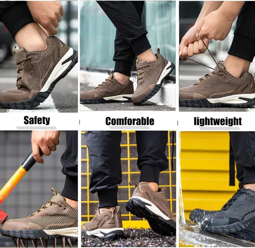 Vista 6 de ulogu Waterproof Steel Toe Shoes for Men Women Comfy Lightweight Slip Resistant Work Safety Sneakers 6-Month Warranty