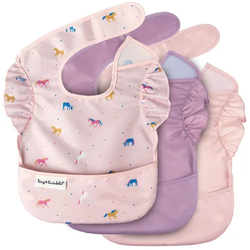 Vista 10 de Tiny Twinkle Baberos Antiderrame para Comer para Bebé Baberos Impermeables y Limpiables para Niños Pequeños con Bolsillo de Recolección Baberos