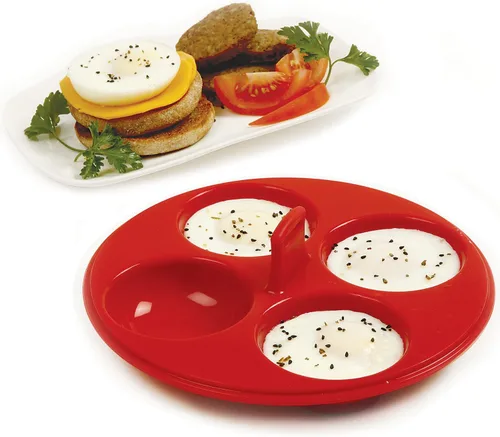 Vista 2 de Norpro Silicón 4 Huevos Escalfador, Rojo