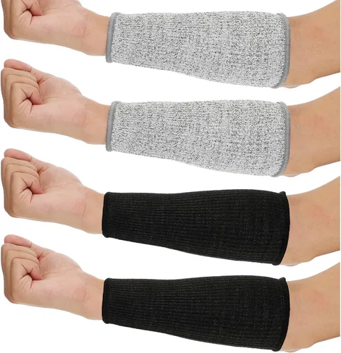 Vista 8 de Neer 4 pares de mangas protectoras para brazos para piel delgada, anticortes, resistentes a quemaduras, funda para antebrazo para cocina y Negro