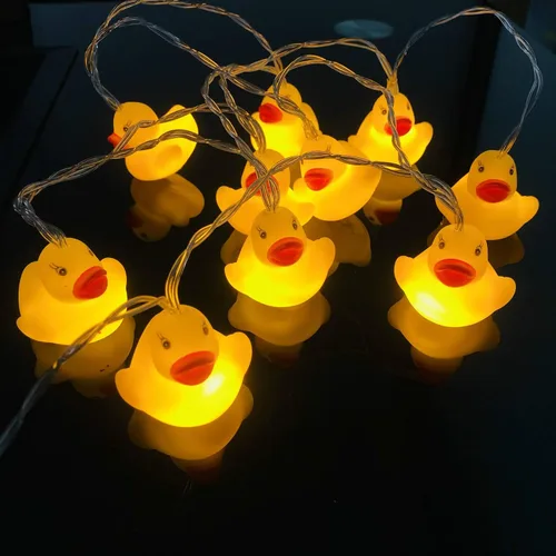 Vista 8 de Linda cadena de luces de pato para interiores, funciona con pilas, luces de decoración de pato blanco cálido amarillo para el hogar, dormitorio